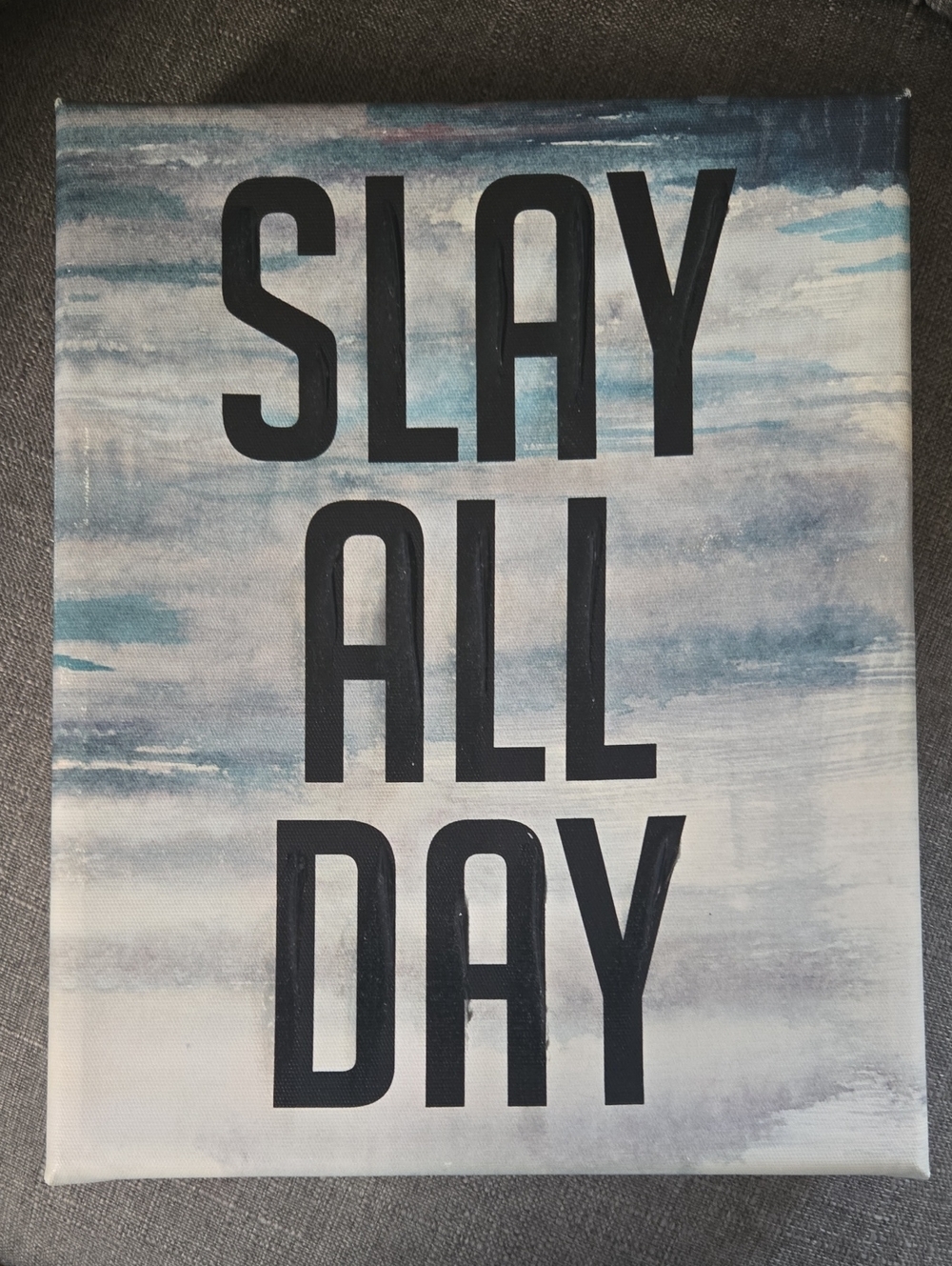 Pier 1 "Slay All Day" Canvas Wall Art in Black and Blue Tones